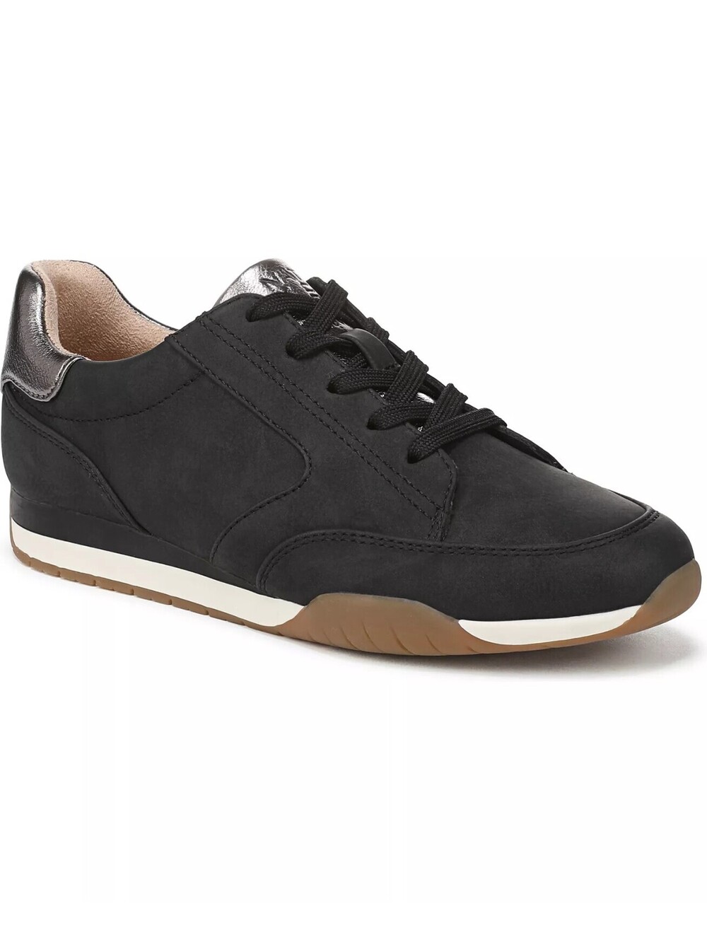 110$ Naturalizer Patricia Lace-Up Sneakers Women's Size 7.0 Pewter Black Fabric